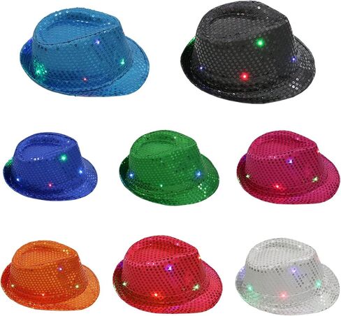 Lights Light Up Fedora Hat Themed Party Fedora Supplies Blingbling Show Dance Women in Saudi Arabia