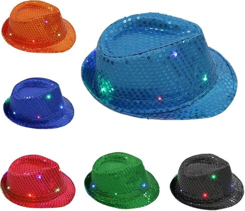 Lights Light Up Fedora Hat Themed Party Fedora Supplies Blingbling Show Dance Women in Saudi Arabia