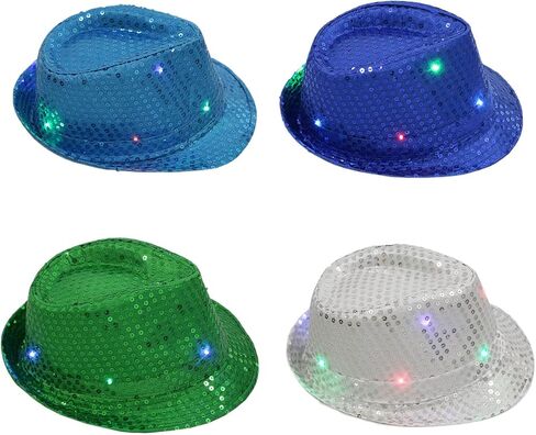 Lights Light Up Fedora Hat Themed Party Fedora Supplies Blingbling Show Dance Women in Saudi Arabia