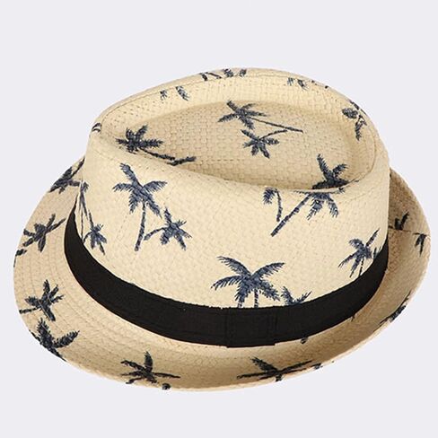 Straw Hat Fedora Beach Panama Fedora Printed Sunhat Panama in Saudi Arabia