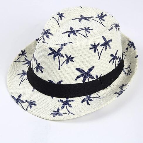 Straw Hat Fedora Beach Panama Fedora Printed Sunhat Panama in Saudi Arabia