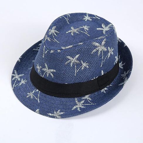 Straw Hat Fedora Beach Panama Fedora Printed Sunhat Panama in Saudi Arabia