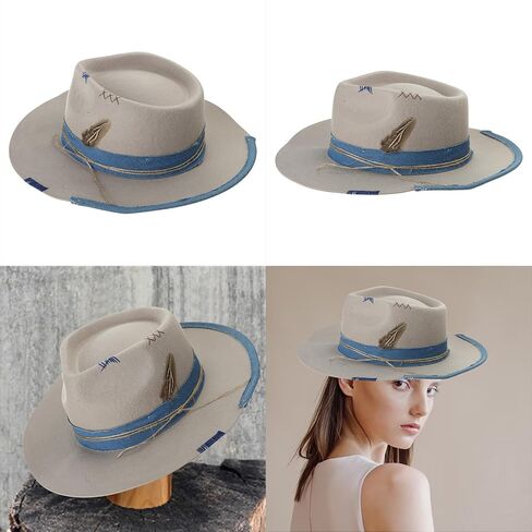 Brims Wool Panamas Hat Magicians Cowboy Stage Headwear Masquerades Party Fedoras Headpiece Cowboy for Party in Saudi Arabia
