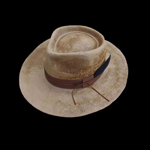 Fedoras Hat for Male Women Party Wool with Belt Roleplay Costume Cowboy HippiesHat Stage Casual in Saudi Arabia