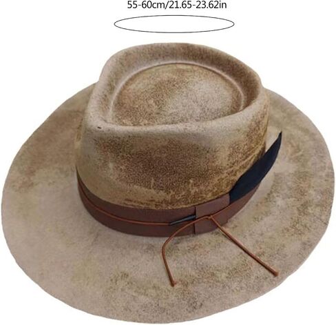 Fedoras Hat for Male Women Party Wool with Belt Roleplay Costume Cowboy HippiesHat Stage Casual in Saudi Arabia