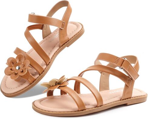 Toddler Girls Sandals Open Toe Cute Flats Dress Sandals Summer Flower Shoes for Toddler Little Kid Big Kid in Kuwait