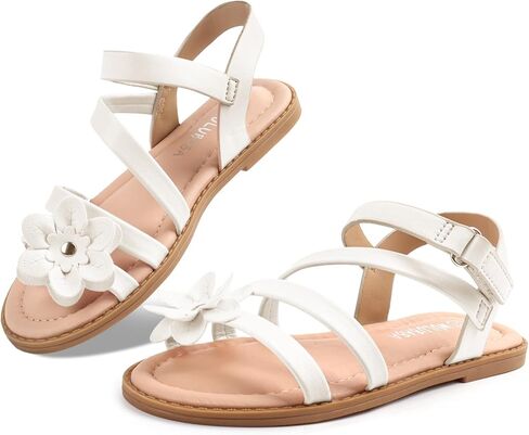 Toddler Girls Sandals Open Toe Cute Flats Dress Sandals Summer Flower Shoes for Toddler Little Kid Big Kid in Kuwait