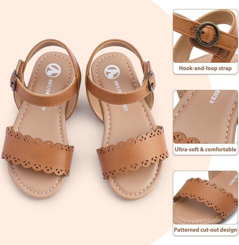 festooning Toddler Girls Sandals with Ankle Strap - Open Toe Casual Summer Beach Shoes in Saudi Arabia