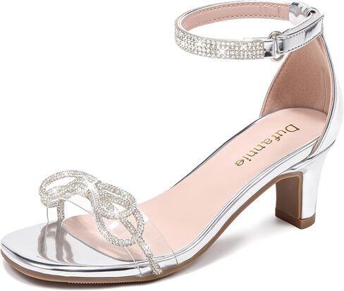 Dufannie Girls High Heels Sandals Girls Dress Shoes Rhinestone Open Toe Ankle Strap Kids Pumps Sandals Flower Wedding Church Party Dance for Little Big Kid in Saudi Arabia