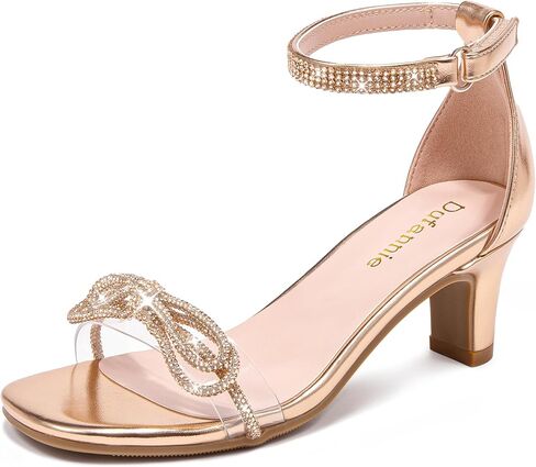 Dufannie Girls High Heels Sandals Girls Dress Shoes Rhinestone Open Toe Ankle Strap Kids Pumps Sandals Flower Wedding Church Party Dance for Little Big Kid in Kuwait