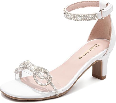 Dufannie Girls High Heels Sandals Girls Dress Shoes Rhinestone Open Toe Ankle Strap Kids Pumps Sandals Flower Wedding Church Party Dance for Little Big Kid in Kuwait