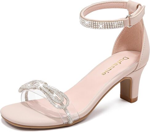 Dufannie Girls High Heels Sandals Girls Dress Shoes Rhinestone Open Toe Ankle Strap Kids Pumps Sandals Flower Wedding Church Party Dance for Little Big Kid in Kuwait