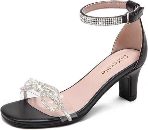 Dufannie Girls High Heels Sandals Girls Dress Shoes Rhinestone Open Toe Ankle Strap Kids Pumps Sandals Flower Wedding Church Party Dance for Little Big Kid in Kuwait