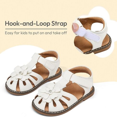 K KomForme Girls Closed-Toe Sandals Summer Flower Dress Shoes for Toddler/Little Kid in Kuwait