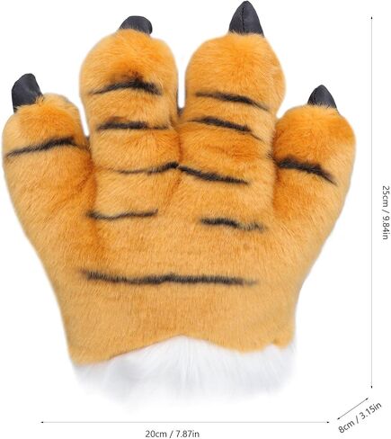 Animal Claw Gloves Cartoon Animal Paws Gloves Plush Paws Mittens Cute Plush Warm Soft Washable for Kids Halloween Christmas Role Play Storytelling Daily Wear (Yellow) in Saudi Arabia