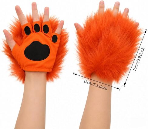 Fox Paw Gloves Plush Fingerless Paw Gloves Animal Costume Accessories for Halloween Party Stage Cosplay Props in Kuwait