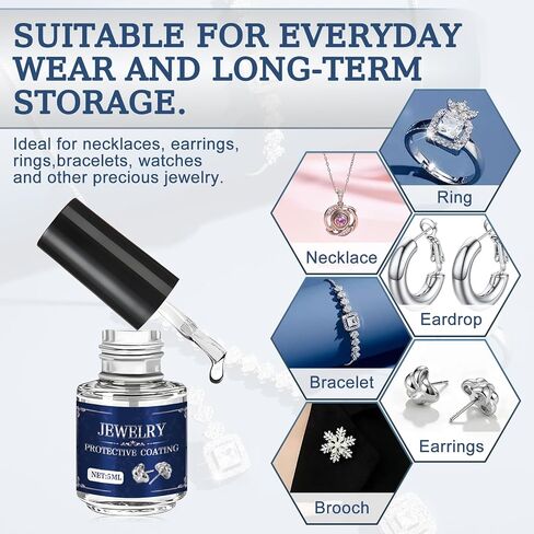 Jewelry Sealant, Jewelry Protective Coating Forming an Efficient Isolation Barrier Invisible Protection Scratch-Resistant for Earrings Necklaces Bracelets Watches, 5ml in Saudi Arabia