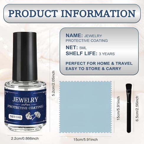 Jewelry Sealant, Jewelry Protective Coating Forming an Efficient Isolation Barrier Invisible Protection Scratch-Resistant for Earrings Necklaces Bracelets Watches, 5ml in Saudi Arabia