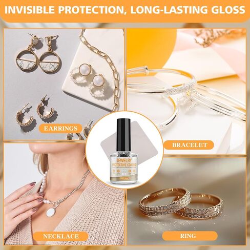 10ML Jewelry Protective Coating, Transparent Jewelry Sealant, Prevent Oxidation Traceless Long-Lasting Protection Creates Protective Barrier Between Skin and Metal for Earrings Rings Bracelets in Saudi Arabia