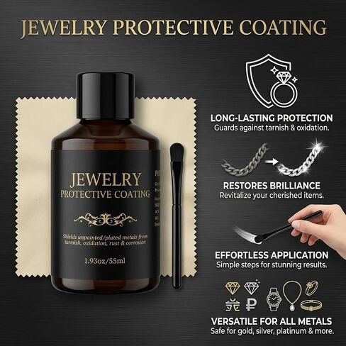 55ml Jewelry Protective Coating – Anti-Tarnish & Scratch-Resistant Coating for Silver & Gold, Restores Shine with Long-Lasting Oxidation Barrier, Maintain Brilliant Luster in Saudi Arabia