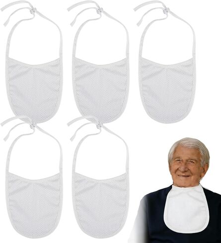 5 Pack Tracheostomy Cover with Trach Ties, Adjustable Breathable Neck Stoma Protector for Tracheal Tracheotomy Care, Fit Laryngectomy and Tracheotomy Supplies (White, Large) in Kuwait