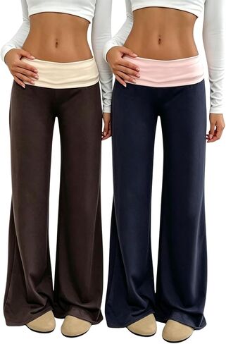 Teen Girls Pants 2 Pack Wide Leg High Waist Sweatpants with Pockets Athletic Pants Size 9-16 Years in Kuwait