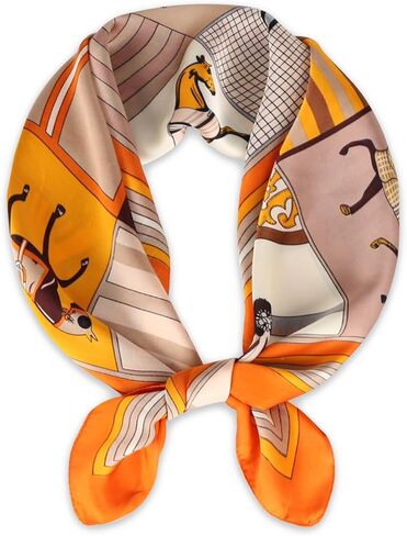Women's Silk-Like Square Scarf, 27.5×27.5 Inches - Classic Pattern Bandana for Hair, Head & Neck, Versatile Accessory in Kuwait