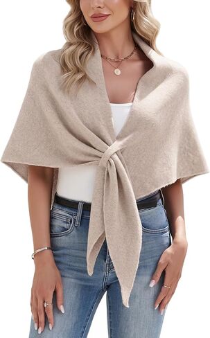 Shawl Wraps Women Pashmina Cardigan Triangle Cape Knit Shoulder Top Sweater Scarf for Fall Winter in Saudi Arabia