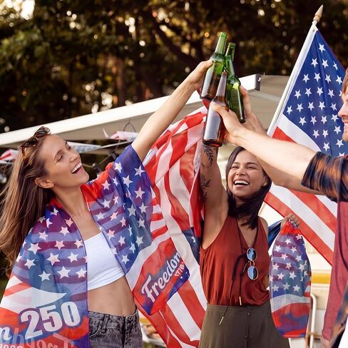 Hercicy 4 Pcs 250th Anniversary Patriotic Scarf for Women Men America 1776-2026 USA Red White and Blue 250th Scarves Flag Shawl for 4th of July Independence Day Head Wrap Favor in Saudi Arabia
