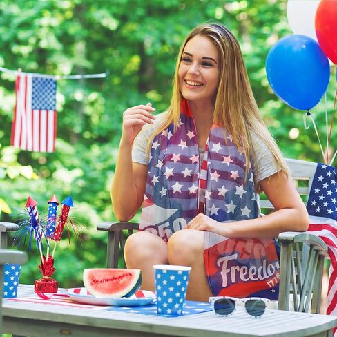 Hercicy 4 Pcs 250th Anniversary Patriotic Scarf for Women Men America 1776-2026 USA Red White and Blue 250th Scarves Flag Shawl for 4th of July Independence Day Head Wrap Favor in Saudi Arabia