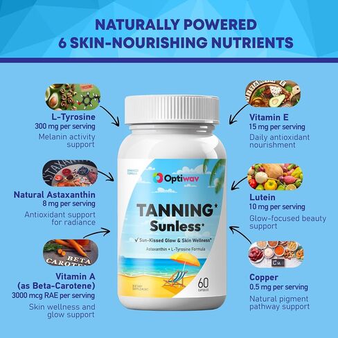 Tanning Pills for Men Women - Self Tan Capsules that Work Fast Without Sun - Natural Oral Melanin Supplement Pill for Sunless Healthy Tan Golden Glow - Gluten Free Vegan Non-GMO in Saudi Arabia