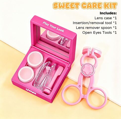 Contact Lens Case, Travel Size Cute Contact Lenses, Remover & Inserter Kit, Soft Contact Lens Applicator with Tweezers, Easy for Beginners and Long Nails in Kuwait