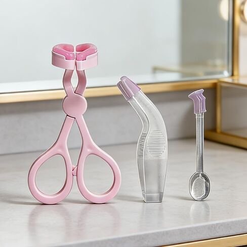 Contact Lens Remover and Inserter Tool Set with Ergonomic Tweezers, Soft and Hard Lens Applicator for Easy Handling, Daily Eye Care Kit, 3-Piece Travel Accessory (pink color) in Kuwait
