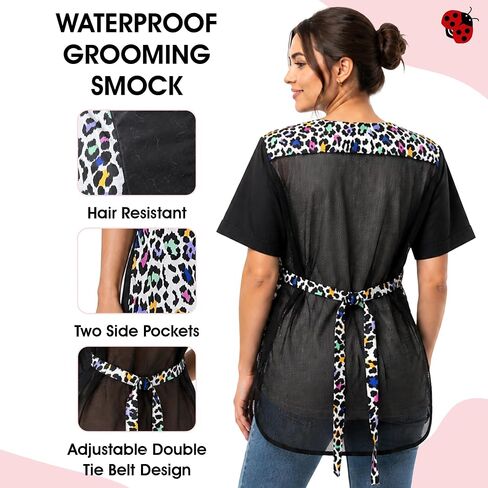 Ladybird Line 737 Leopard Waterproof Grooming Smock, Hair Bleach Resistant, Adjustable Back Tie, Breathable Mesh Lining in Saudi Arabia
