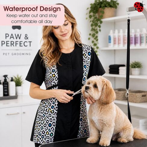 Ladybird Line 737 Leopard Waterproof Grooming Smock, Hair Bleach Resistant, Adjustable Back Tie, Breathable Mesh Lining in Saudi Arabia