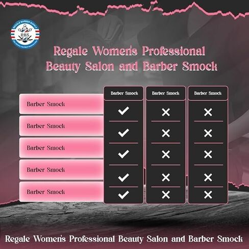 Womens Professional Beauty Salon and Barber Smock, Hair Stylist Tools Smock Jacket, Zippered Jacket with Pockets,Black & pink in Kuwait