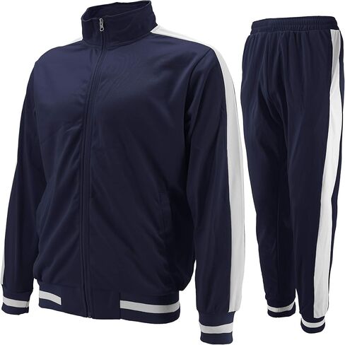 vkwear Men's Striped Athletic Running Jogging Gym Slim Fit Sweat Track Suit Set in Kuwait