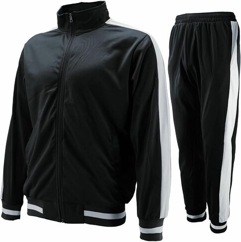 vkwear Men's Striped Athletic Running Jogging Gym Slim Fit Sweat Track Suit Set in Kuwait