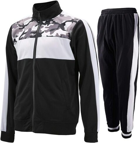 vkwear Men's Striped Athletic Running Jogging Gym Slim Fit Sweat Track Suit Set in Kuwait