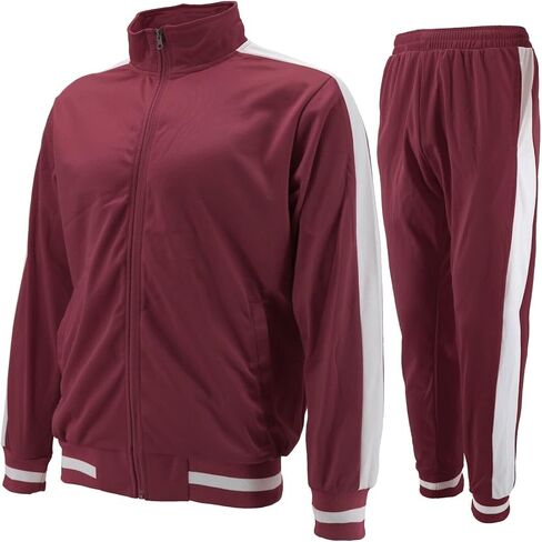 vkwear Men's Striped Athletic Running Jogging Gym Slim Fit Sweat Track Suit Set in Kuwait