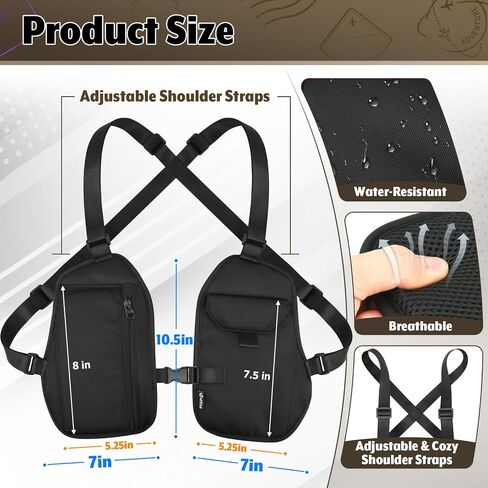 Double Shoulder Armpit Bag Anti-Theft Underarm Wallet Hidden Phone Holster Chest Pocket - Anti-Pickpocket EDC Crossbody Carry Pack for Travel Outdoor Cycling Commute Work, Adjustable Strap for Men in Kuwait