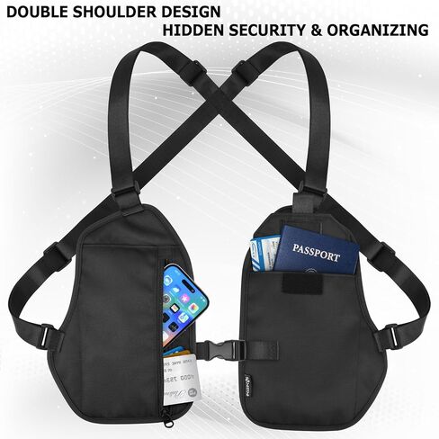 Double Shoulder Armpit Bag Anti-Theft Underarm Wallet Hidden Phone Holster Chest Pocket - Anti-Pickpocket EDC Crossbody Carry Pack for Travel Outdoor Cycling Commute Work, Adjustable Strap for Men in Kuwait