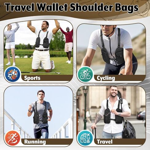 Double Shoulder Armpit Bag Anti-Theft Underarm Wallet Hidden Phone Holster Chest Pocket - Anti-Pickpocket EDC Crossbody Carry Pack for Travel Outdoor Cycling Commute Work, Adjustable Strap for Men in Kuwait