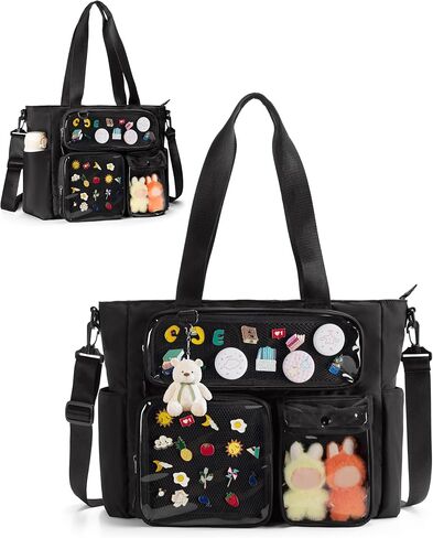 Large Ita Bag with 3 Pockets & 2 Inserts, Kawaii Pin Display Ita Tote Bag for Anime Kpop Fans, Versatile Messenger Bag in Kuwait