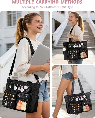 Large Ita Bag with 3 Pockets & 2 Inserts, Kawaii Pin Display Ita Tote Bag for Anime Kpop Fans, Versatile Messenger Bag in Kuwait