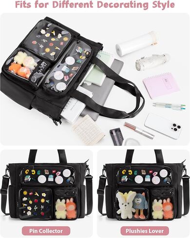 Large Ita Bag with 3 Pockets & 2 Inserts, Kawaii Pin Display Ita Tote Bag for Anime Kpop Fans, Versatile Messenger Bag in Kuwait
