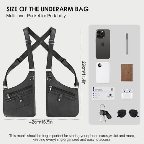 Double Shoulder Armpit Bag for Men,Adjustable Underarm Shoulder Holster Bag,Anti-Theft Wallet Pocket Phone Leisure Shoulder Pouch,Multi-Purpose Armpit Bag for Outdoor,Daily Commute 2026 in Saudi Arabia