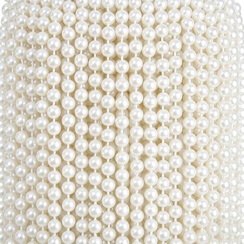 Okllen 60 PCS Faux Pearl Bead Necklaces, 31" String of Pearls, 6mm Pearl Necklace Bulk for Wedding Bridal Shower, Mardi Gras Parade Throws, Birthday Party Favors & 1920s Flapper Costume Accessories, Off-white in Kuwait