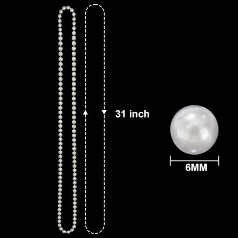Okllen 60 PCS Faux Pearl Bead Necklaces, 31" String of Pearls, 6mm Pearl Necklace Bulk for Wedding Bridal Shower, Mardi Gras Parade Throws, Birthday Party Favors & 1920s Flapper Costume Accessories, Off-white in Kuwait