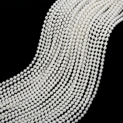 Okllen 60 PCS Faux Pearl Bead Necklaces, 31" String of Pearls, 6mm Pearl Necklace Bulk for Wedding Bridal Shower, Mardi Gras Parade Throws, Birthday Party Favors & 1920s Flapper Costume Accessories, Off-white in Kuwait